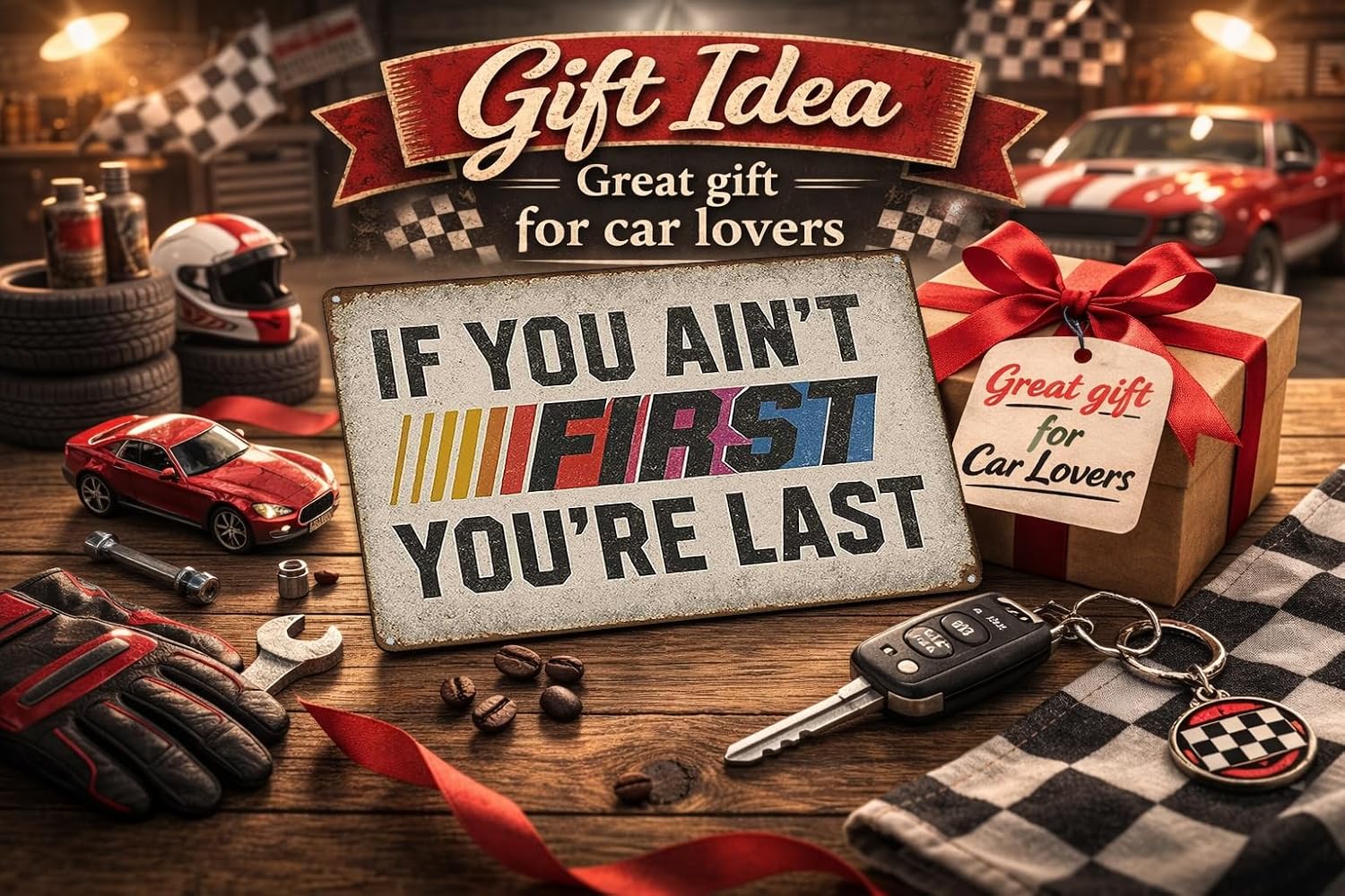 If You Ain't First You're Last Metal Sign – Vintage Man Cave Decor, Funny Garage/Bar Wall Art for Men, Car-Themed Dad Gifts 12x8 Inches (703) - Image 7