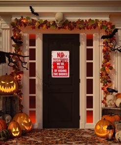 Alternative view of Halloween Decoration 3D Signs Retro Chic Metal Tin Signs for Outdoor Yard or Indoor Funny Halloween Decor Signs - No Trespassing We're Tired of Hiding The Bodies & Beware of Well Just Beware