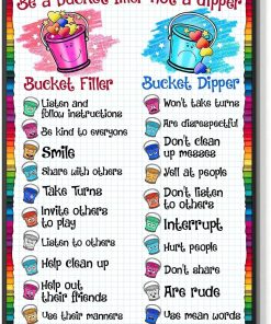 Be A Bucket Filler Not A Dipper Metal Tin Signs Bucket Filler Retro Posters Preschool Education Plaque Decorations Home Classroom Learning Students Dorms Decor Knowledge Sign Gift 8"x12"