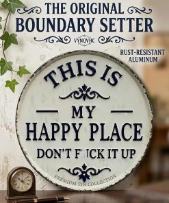 Alternative view of Funny Garden Metal Sign, 12/8 in This Is My Happy Place Don't F It up Sign, Vintage Tin Plaque for Outdoor Garden Patio Home Wall Decor Humorous Housewarming Welcome Sign for Office Bar(#A, 12in)
