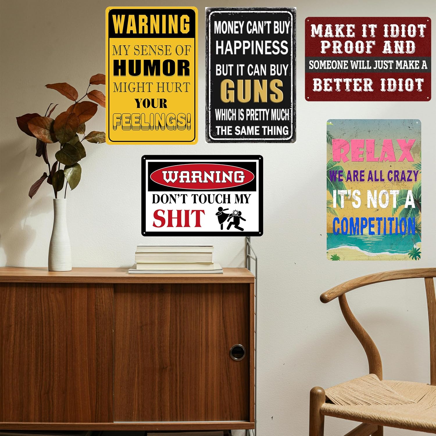 Funny Metal Tin Signs Pool Signs And Decor Outdoor Bar Sign Funny Sarcastic Work Office Decor Relax We Are All Crazy It Isn'T A Competition Relax Beach Sign 12x8 Inch - Image 3