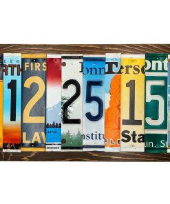 Personalized License Plate Date Sign – Custom Anniversary Sign – Handmade from Real Cut License Plates – Wedding, 10th Anniversary (Tin/Aluminum), Birthday & Special Occasion Décor